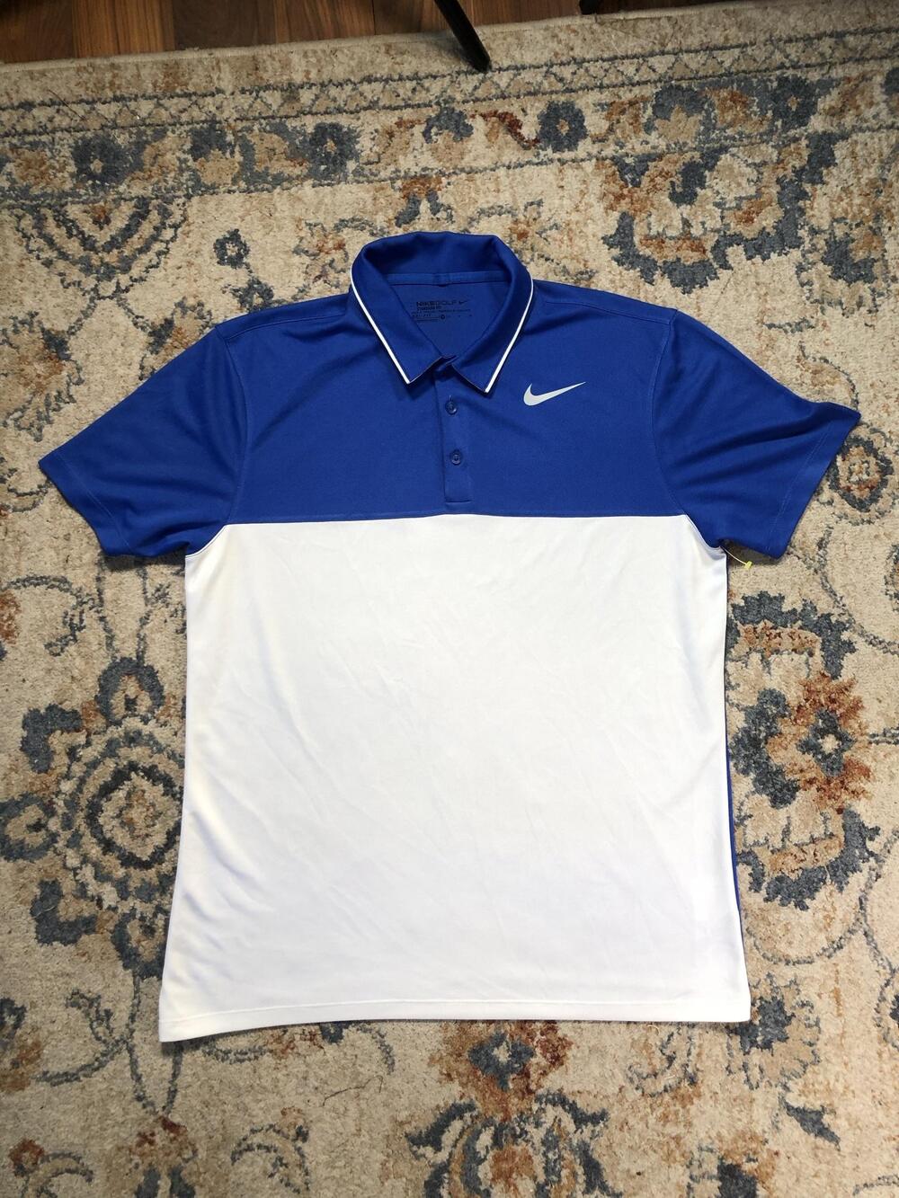Nike Golf Dri-FIT Polo Shirt Mens M Blue Colorblock Golf Short Sleeve Casual